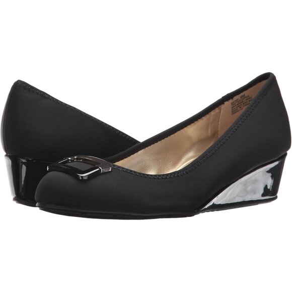 Bandolino Womens Black Fabric Closed Rounded Toe Flexible Wedge Flat Tad Pump - Picture 7 of 8